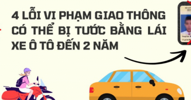 4 lỗi vi phạm giao thông có thể bị tước bằng lái xe ô tô đến 2 năm