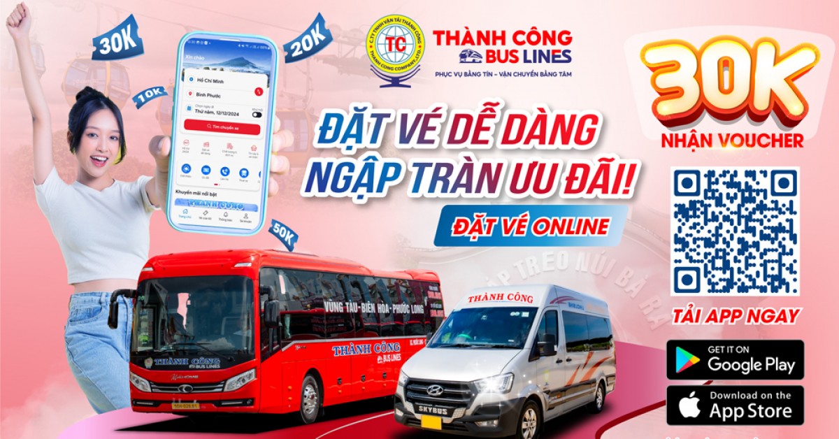 Thành Công Bus Lines ra mắt ứng dụng app và website đặt vé xe khách trực tuyến